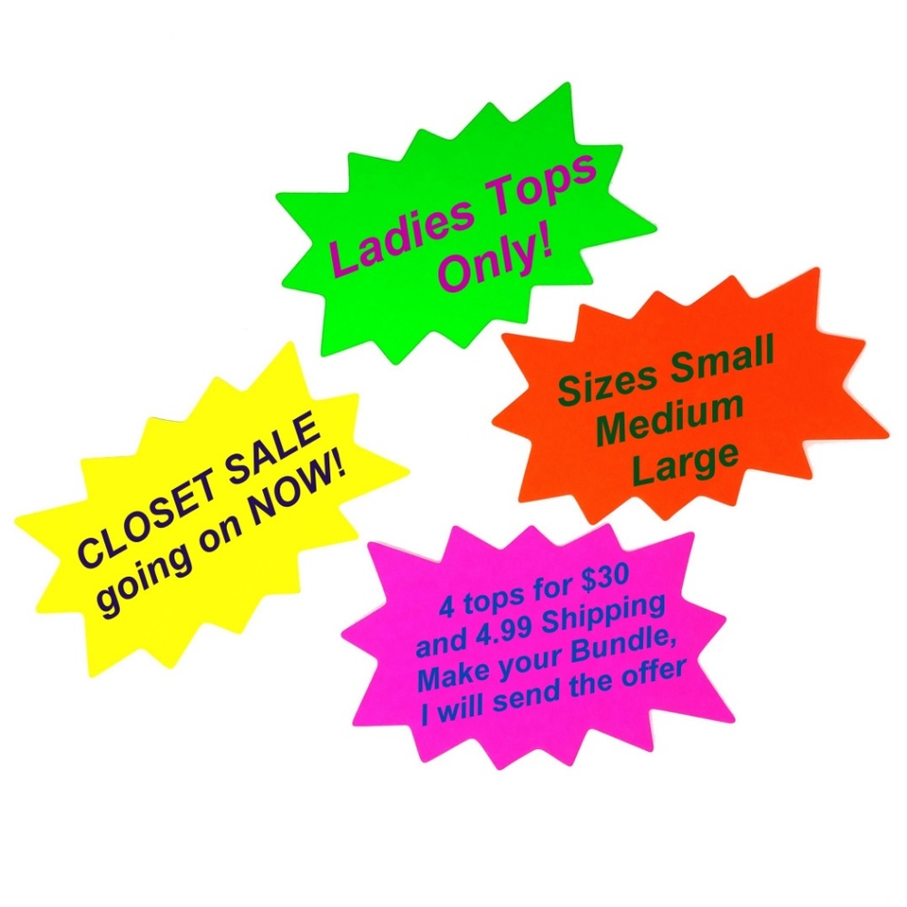 4  Tops for $30 and $4.99 shipping   READ BELOW!